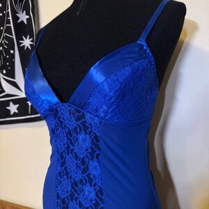 Fredericks of Hollywood S Lingerie Blue Chemise Slip Lace Womens Boudoir Mini